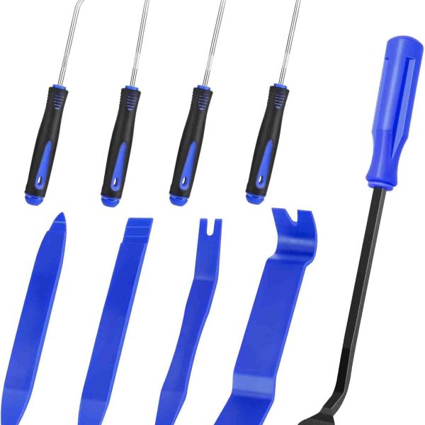 Auto Trim Removal Tool Set Pry Tool Kit, Door Panel Removal Tool, Fasteners Remover,Automotive Hook Set, Car Auto Oil Seal/O-Ring Seal Gasket Mini Precision Hooks - 9pcs Blue