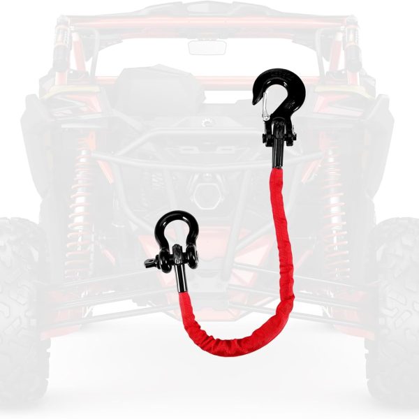 2FT  Recovery Strap 18000lb with Winch Hook and D Ring Shackle Synthetic Tow Recovery Rope with Loops Premium Mudding Accessories