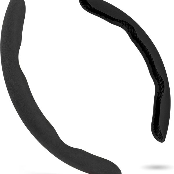 Steering Wheel Cover, Non- Slip Segmented Car Steering Wheel Cover, Steering Wheel Cover Men & Women, Universal 99% Car Wheel Cover Protector (Black-Regular Style)