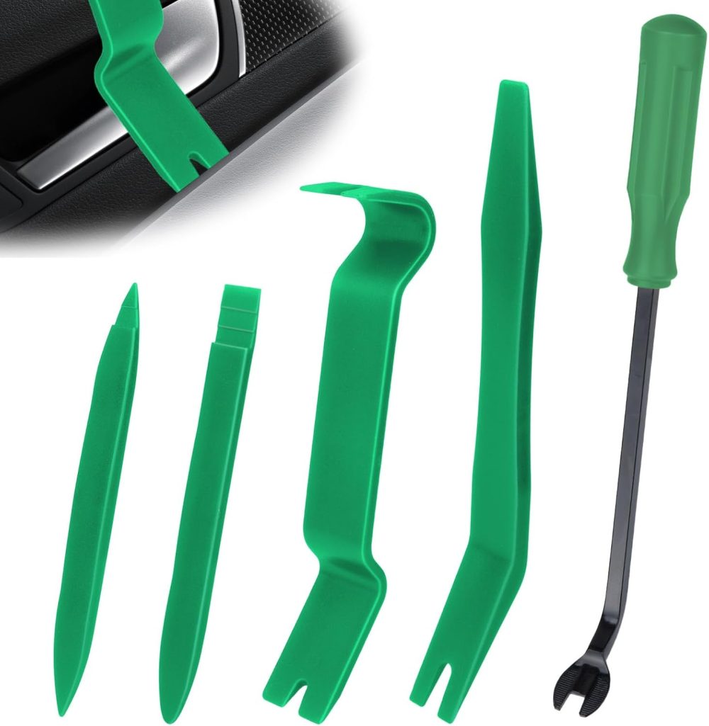 5PCS Auto Trim Removal Tool kit, Car Clip Pry Tools Kit No Scratch Plastic, Car Door Panel Rivet Pliers Tool Kit, Automotive Interior Fastener Puller Remover Body Repair Set for Car