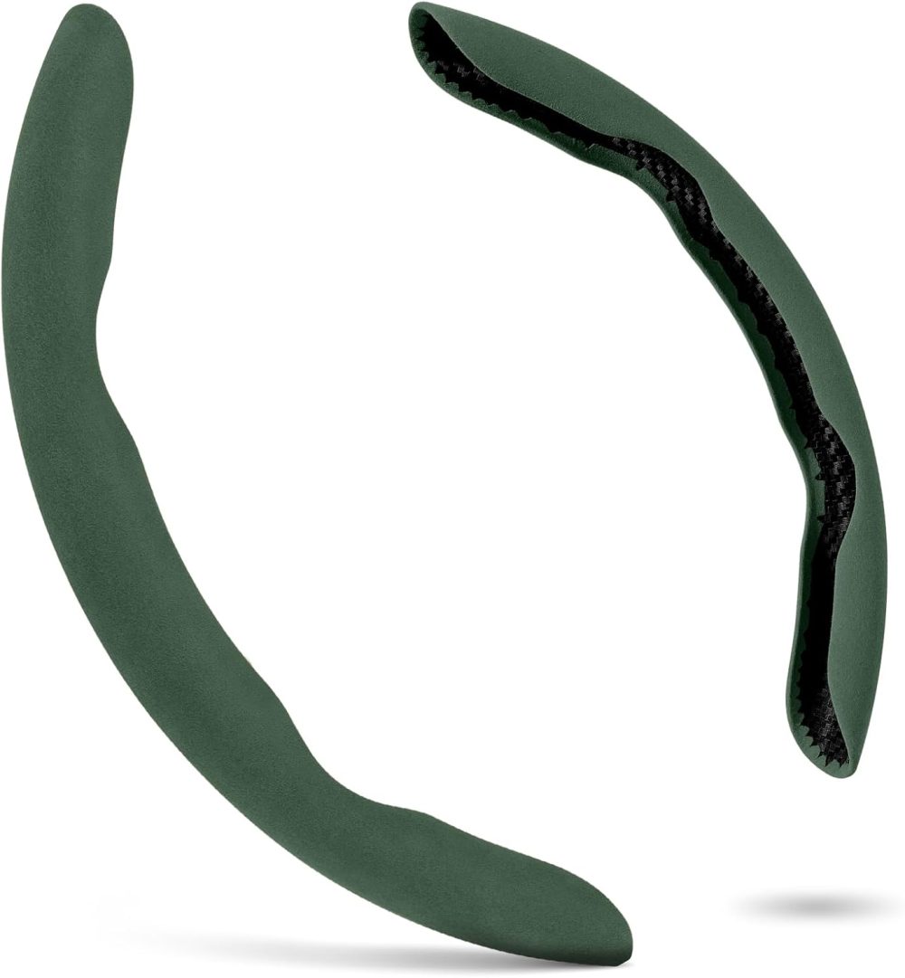 Steering Wheel Cover, Non- Slip Segmented Car Steering Wheel Cover, Steering Wheel Cover Men & Women, Universal 99% Car Wheel Cover Protector (Dark Green-Regular Style)