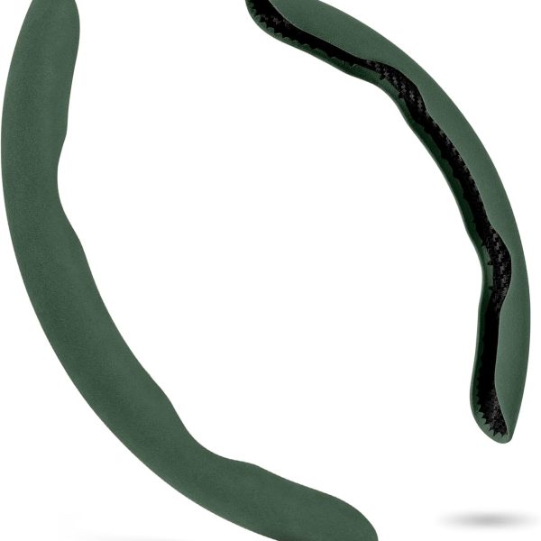 Steering Wheel Cover, Non- Slip Segmented Car Steering Wheel Cover, Steering Wheel Cover Men & Women, Universal 99% Car Wheel Cover Protector (Dark Green-Regular Style)