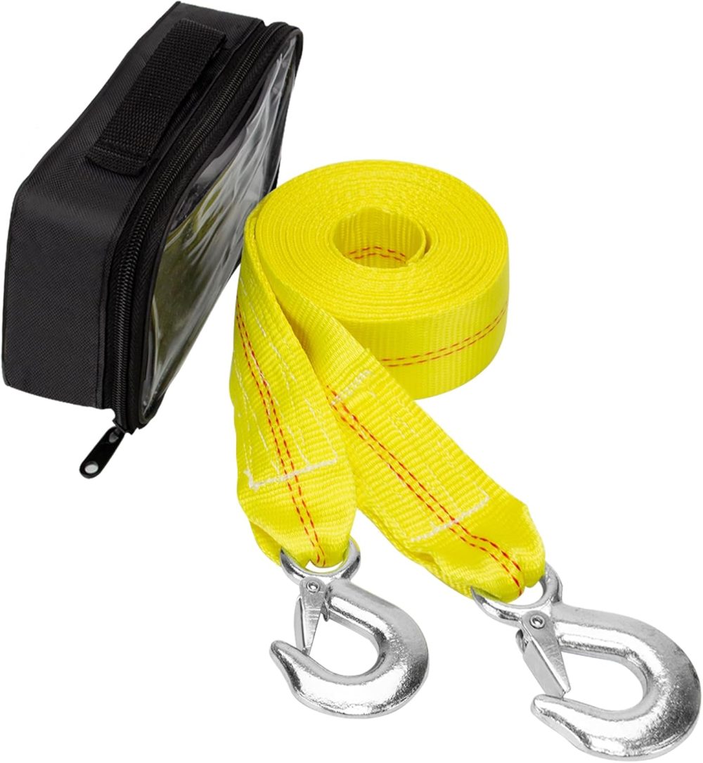 Tow Strap with Hooks 2 Inch x 20 Foot, 20,000 lbs Capacity Tow Rope - Heavy Duty Emergency Towing Straps for Vehicles, Cars, Trucks, , for Roadside Recovery, not for Off-Road Recovery