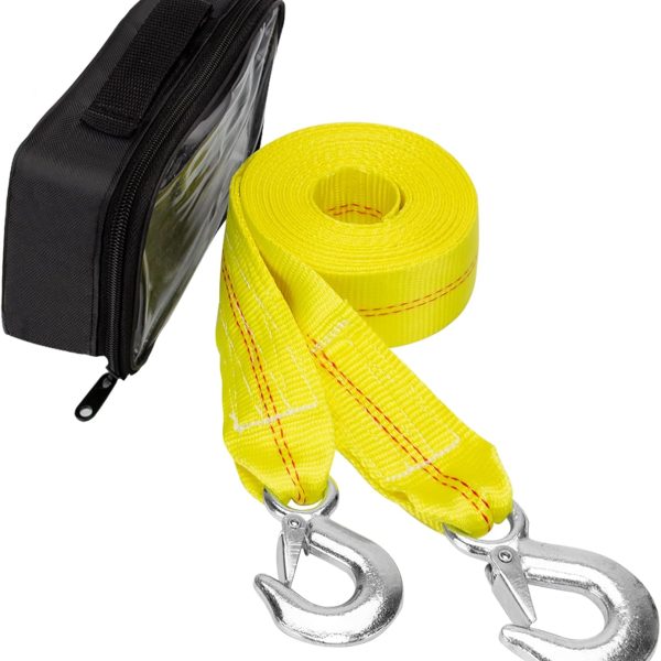 Tow Strap with Hooks 2 Inch x 20 Foot, 20,000 lbs Capacity Tow Rope - Heavy Duty Emergency Towing Straps for Vehicles, Cars, Trucks, , for Roadside Recovery, not for Off-Road Recovery
