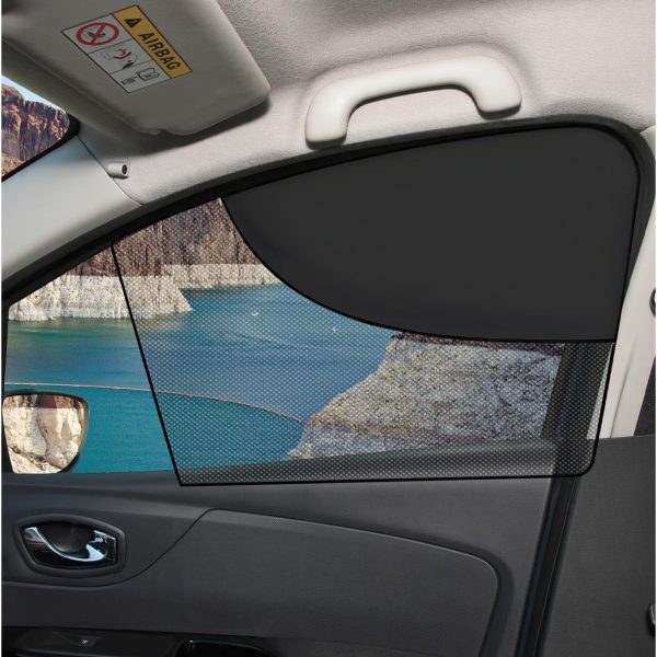 2PCS Car Window Shades, Magnetic Double Layer Front Window Sunshade with Half Shade, Automotive Curtain Breathable Mesh Sun Block UV Rays Protection for Driver Passenger