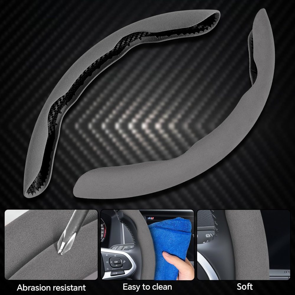 Steering Wheel Cover, Non- Slip Segmented Car Steering Wheel Cover, Steering Wheel Cover Men & Women, Universal 99% Car Wheel Cover Protector (Gray-Regular Style) - Image 2