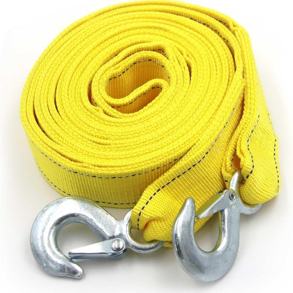Heavy Duty Tow Strap with Safety Hooks | 2” x 16.4’ | 13200 LB Capacity, Tow Rope Yellow Shackle for Vehicle Recovery, Hauling, Stump Removal & Much More,Best Towing Accessory for Car