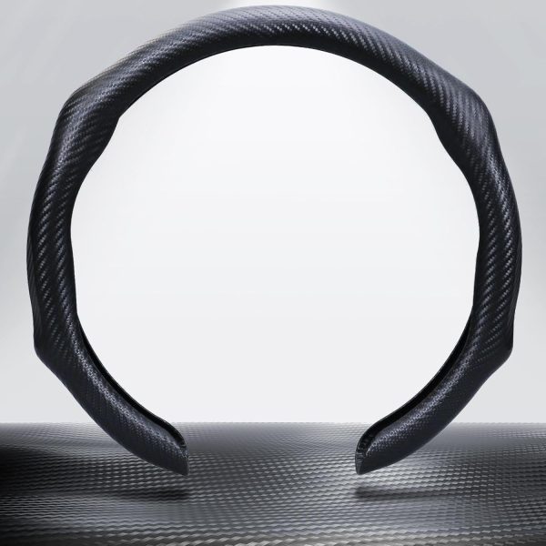 Car Steering Wheel Cover, Carbon Fiber Steering Wheel Protector 5D Sport Non-Slip, Comfortable & Breathable Car Interior Decoration, Universal Fit 14.5"-15" Steering Wheel