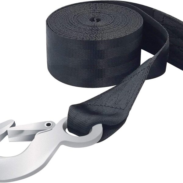 Tow Strap with Hooks 2 Inch x 20 Foot, 20,000 lbs Capacity Tow Rope - Heavy Duty Emergency Towing Straps for Vehicles, Cars, Trucks, , for Roadside Recovery, not for Off-Road Recovery (Black)