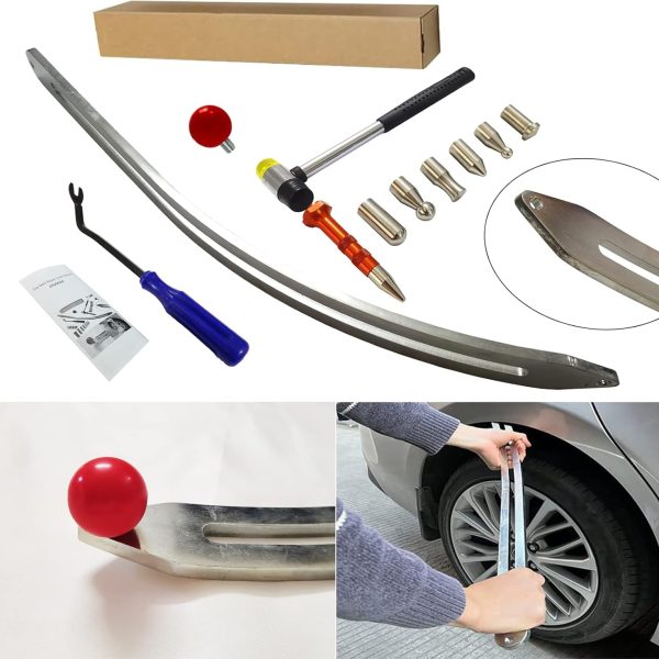 Car Auto Car Dent Removal Fender Damage Repair Puller Lifter Big Curved Rod Crowbar Tools Hook Rods Kit