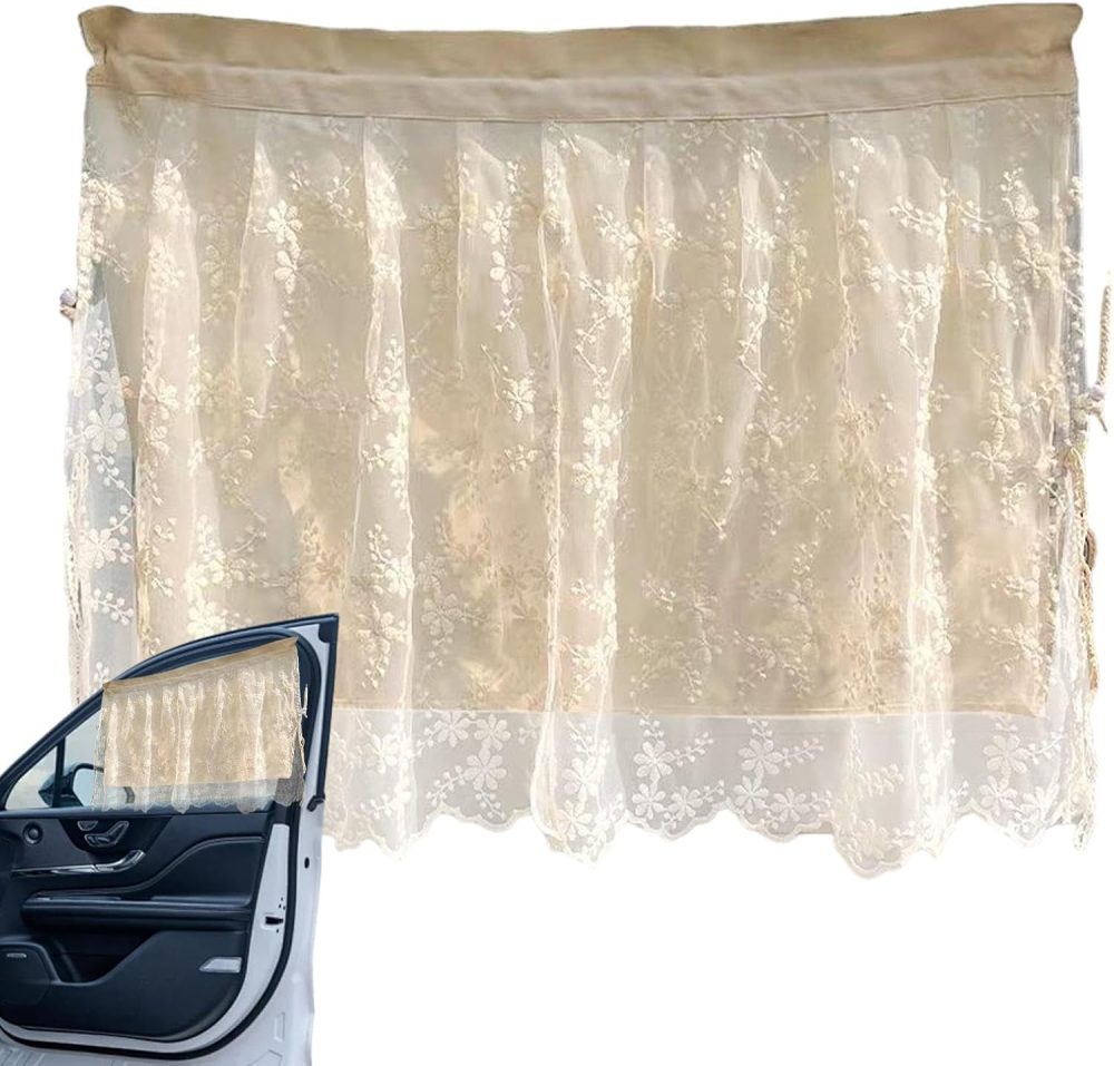 Car Curtains for Baby - Cute Side Window Shade With Embroidery Lace Flower, UV Protection Sunshade With Suction Cup - Image 2