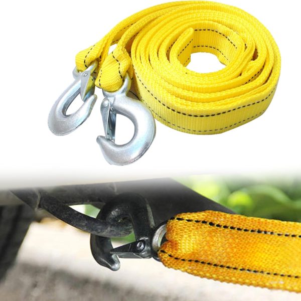 Tow Strap with Hooks, Tow Ropes Metal Safety Hooks, Heavy Duty Recovery Rope for Vehicle Emergency Recovery, Best Towing Accessory Universal for All Cars (13'x1.8 Max 10,000lbs Break Strength)
