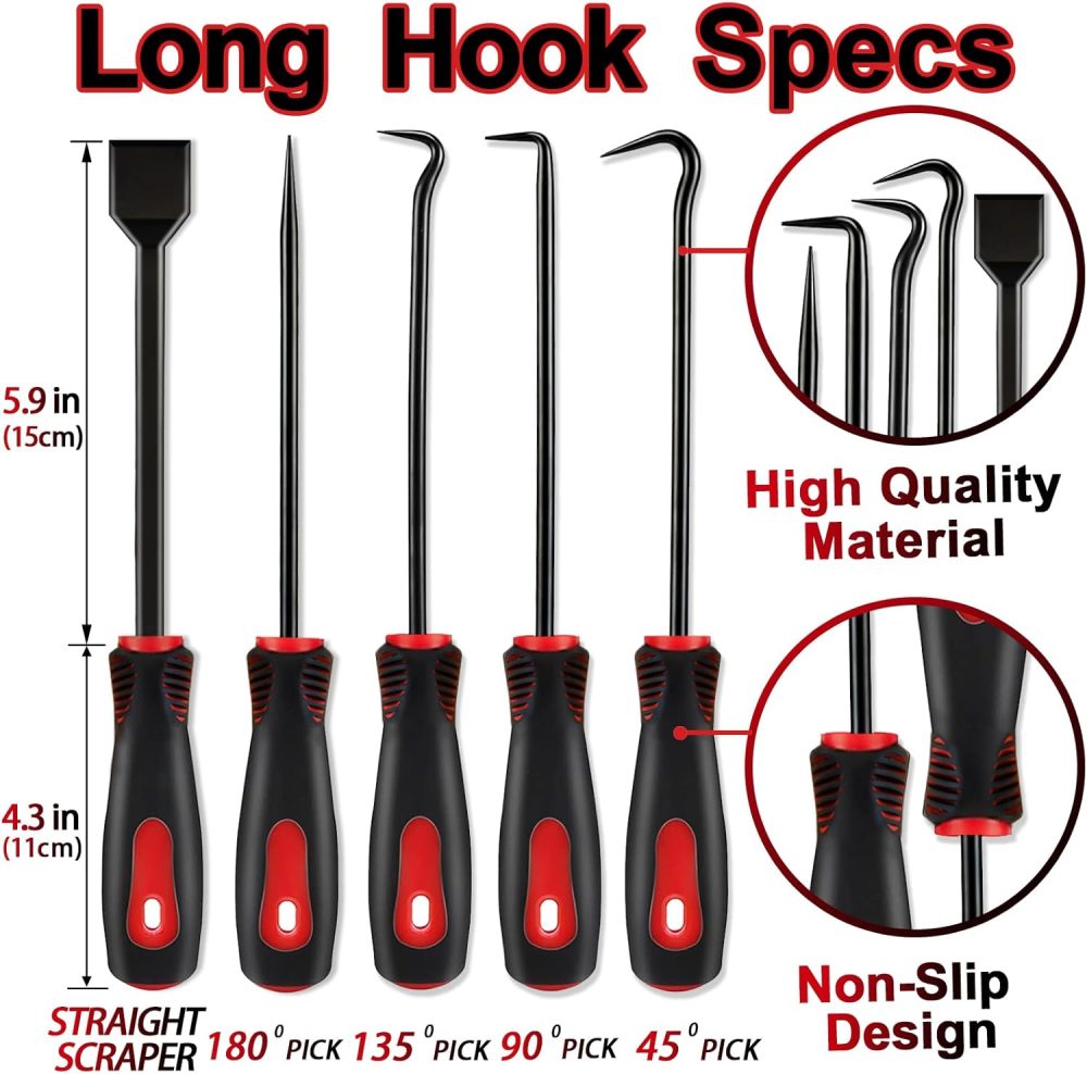 11Pcs Carbon Steel Precision Pick & Hook Set with Scraper and Magnetic Telescoping Tool Kit for Remove Automotive Electronics Maintenance Hoses Gasket Hand Pick Up Tools - Image 2