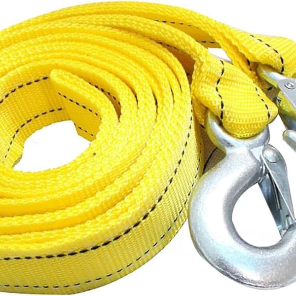Car Tow Strap with Hooks, 20Ft Nylon Emergency Recovery Towing Strap, 30000 lbs Heavy Duty Reflective Tow Rope with Forged D-Ring Hooks, Cars Trucks Boat Emergency Accessories (Yellow)