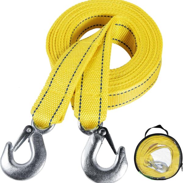 Tow Straps Rope Heavy Duty with Hooks for Vehicle Emergency Recovery (13'x1.8 Max 10,000lbs Break Strength)