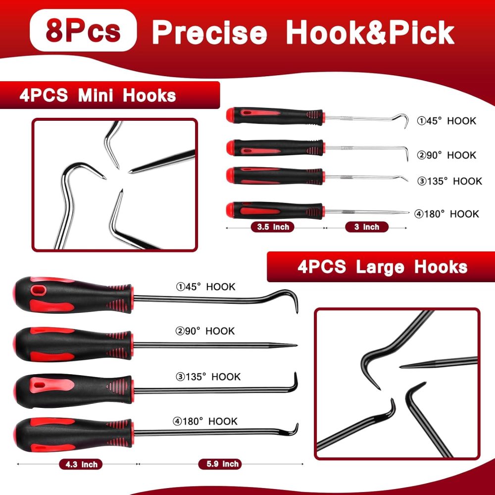 17-Pcs Mechanic Hook Pick Tool Set and Auto Trim Removal Tool Kit with Clip Plier Remover Tool for Automotive Repair, Magnetic Pickup Tool, Telescoping for Hand Pick Up Tools Accessories - Image 2