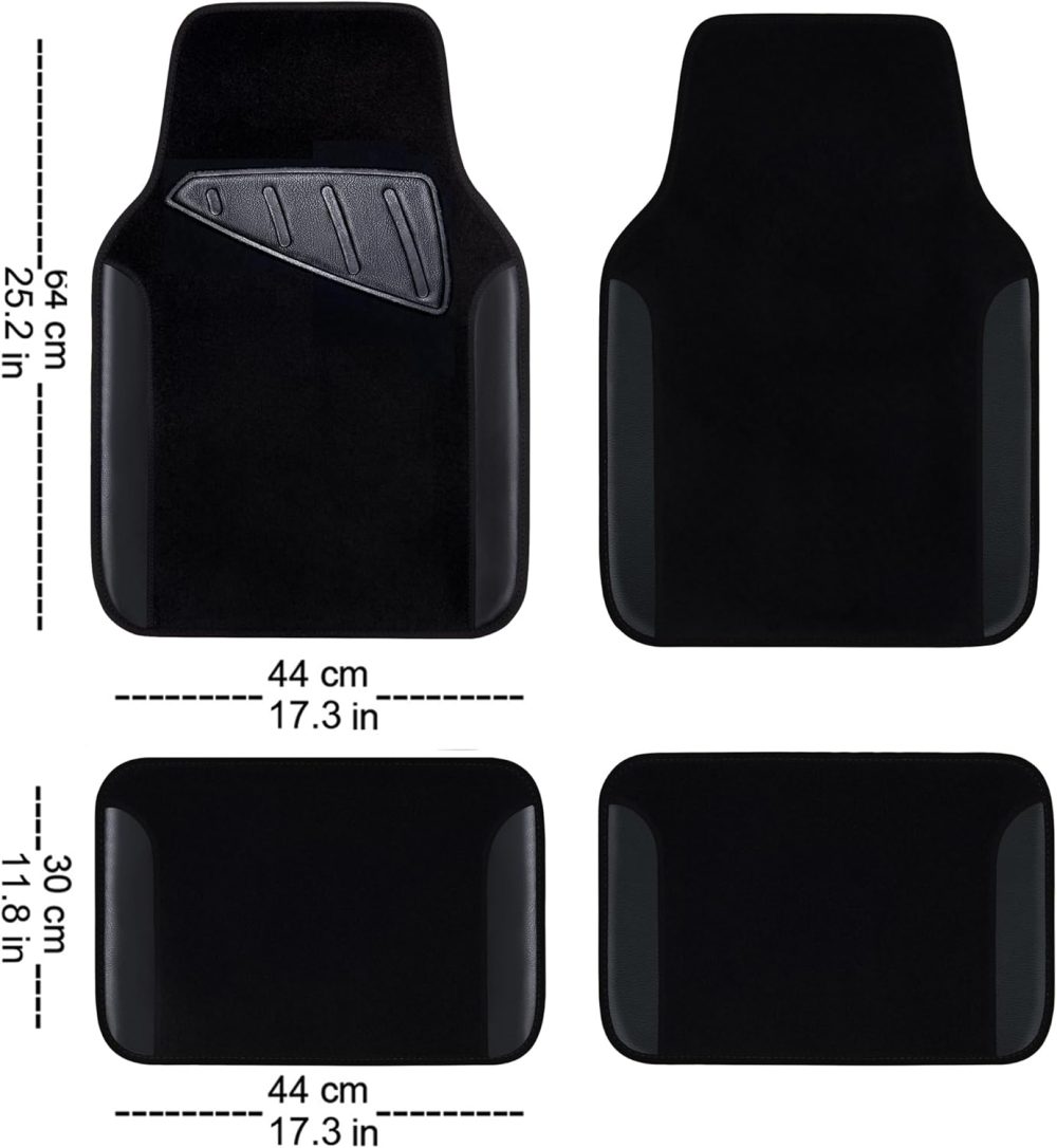 Waterproof Universal Fit Car Floor Mats, Faux Leather Car Carpet Mats, Black Car Mats with Anti-Slip Nibbs BackinDriver Heel Pad Fit for SUV,Vans,sedans, Trucks,Set of 4pcs(All Black) - Image 2