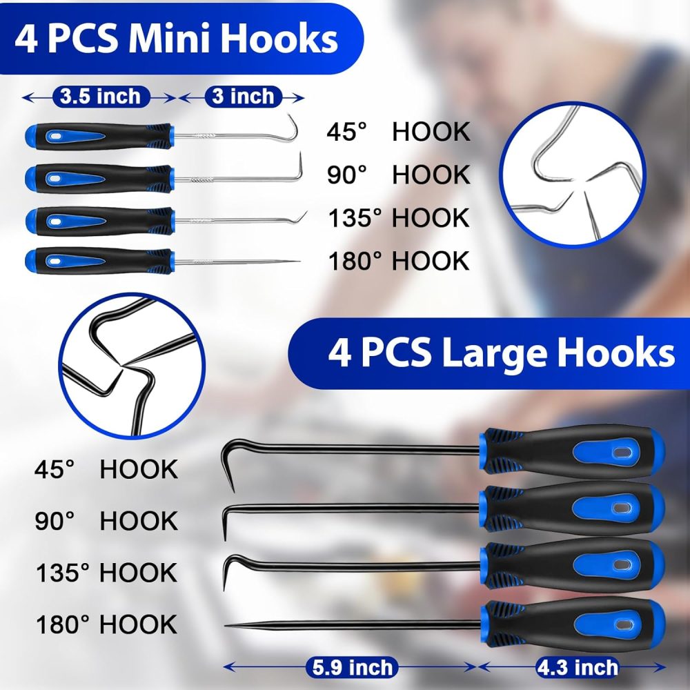 17 Pcs Hook and Pick Set Auto Trim Removal Tool Kit,Clip Plier Remover Tool Gasket Scraper Telescoping Magnetic Pickup Tool for Automotive Repair and Car Body Door Panel Fastener Removal - Image 2