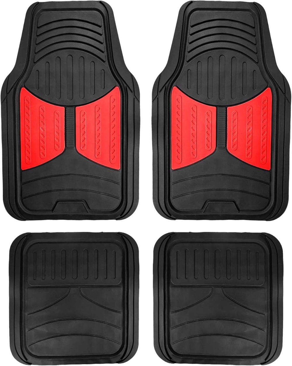Full Set Trimmable Rubber Floor Mats, Monster Eyes (Red) - Universal Fit for Cars Trucks and SUVs