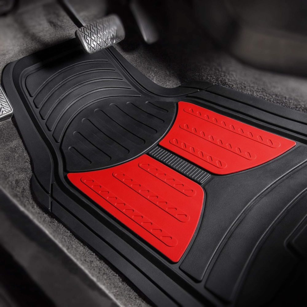 Full Set Trimmable Rubber Floor Mats, Monster Eyes (Red) - Universal Fit for Cars Trucks and SUVs - Image 2
