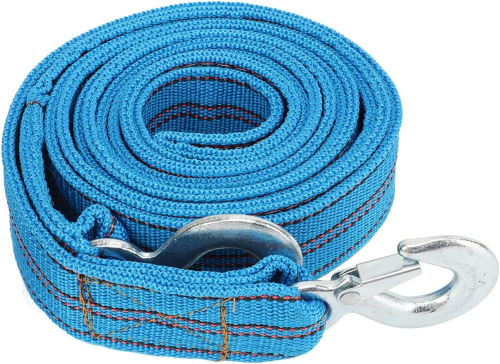 Tow Strap with Hooks Car Vehicle Heavy Duty Recovery Rope 13ft Length 5 Ton Load, Strong Nylon for Automobile SUV RV Trailer , Emergency Towing Strap with Forged Steel Hook - Image 2