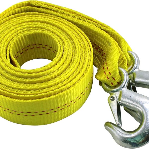 Heavy-Duty Tow Strap with Hooks | 10,000-Pound Capacity | Woven Polyester Webbing |HD Truck Recovery,  Towing, and Vehicle Rescue |Tow Rope for Versatile Applications 2 Inch X 20 Ft