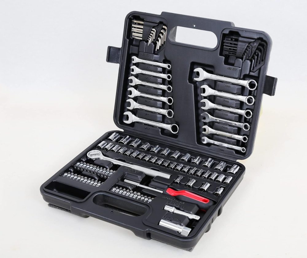 121 Piece Mechanic Tool Set, 1/4 & 3/8 Inch Drive Metric & Standard Socket Wrench Kit, for General, Home, Car, Mechanics, Automotive Repair Tool Kit and as A Gift - Image 2
