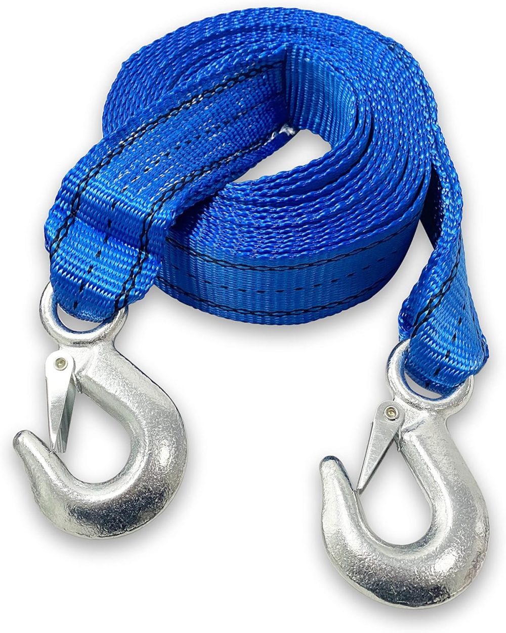 Heavy-Duty Tow Strap with Hooks | 10,000-Pound Capacity | Woven Polyester Webbing | HD Truck Recovery,  Towing, Vehicle Rescue | Reliable Tow Rope Versatile Applications (2inch X 20FT Blue)
